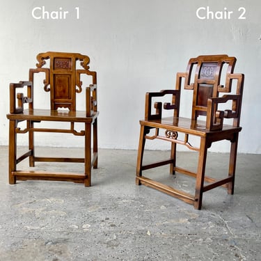 His and hers pair of 19th Century Chinese Hardwood Arm Chairs 