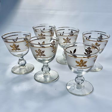 LIbbey Golden Foliage Frosted Cordial Glasses