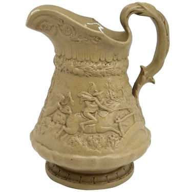 1835 Antique Small English W. Ridgway & Company Stoneware Pottery Tam O' Shanter Pitcher 