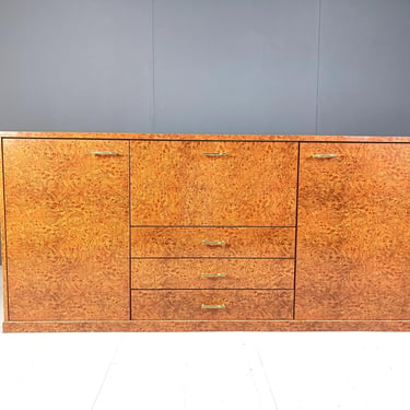 Vintage italian burl wood credenza, 1970s - vintage sideboard  - large sideboard - hollywood regency credenza 