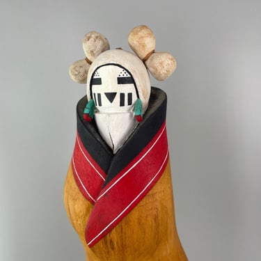 Vintage Vintage Hopi Snow Maiden Kachina Doll by Freddie Panana Native American Carved Corn Figure 
