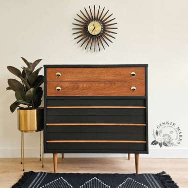 Refinished Mid-century Modern Bassett Highboy ***please read ENTIRE listing prior to purchasing SHIPPING is NOT free 