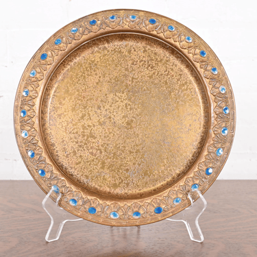 Louis Comfort Tiffany Furnaces Favrile Bronze Doré and Enamel Charger Plate or Serving Tray