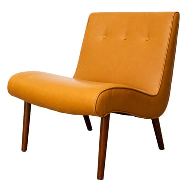 Jens Risom Style Leather Lounge Chair