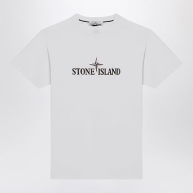 Stone Island White Cotton T-Shirt With Logo Men