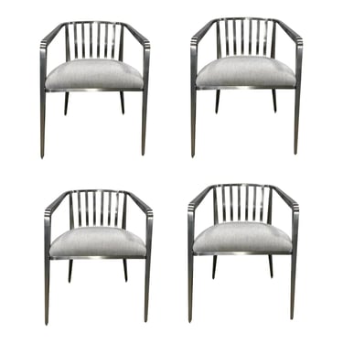 Caracole Modern Silver Finished Dining Chairs Set of 4