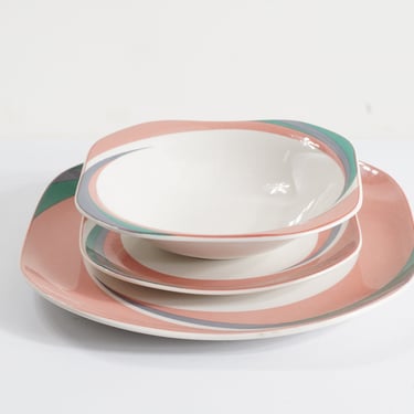 Pastel Plates & Bowls Set, 1980s 
