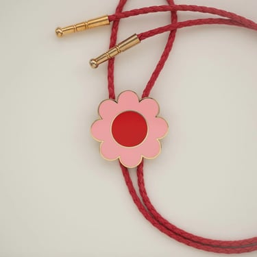 Big Daisy Bolo Tie Pink/Red