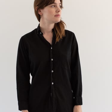Vintage Black Long Sleeve Shirt | Simple Blouse | 100% Cotton Work Shirt | S | BLS006 