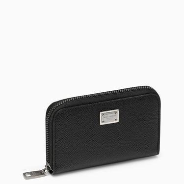 Dolce&amp;Gabbana Black Dauphine Leather Zipped Wallet Men