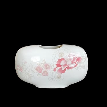 Vintage Modern Hutschenreuther Modernist Porcelain Shoulder Vase LEONARD PARIS Dekor Bali Floral Decor Design Germany 