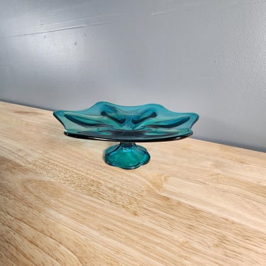 Blue Glass Pedestal Dish 