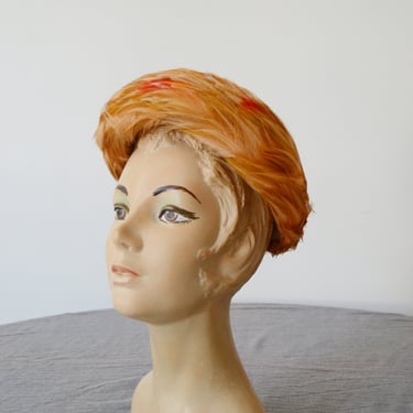 As Is 1960s French Room Feathered Pillbox Hat 