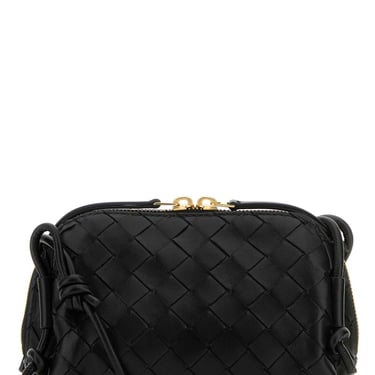 Bottega Veneta Women Black Leather Concert Crossbody Bag