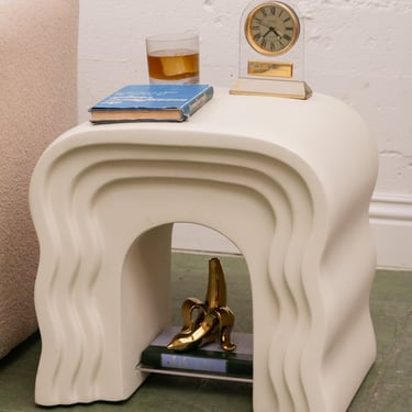 White Squiggle End Table