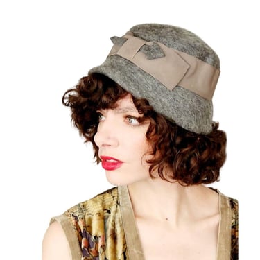 Vintage 60s Gray Hat Flapper Style Cloche 