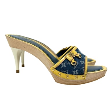 Louis Vuitton Denim Platform Logo Heels