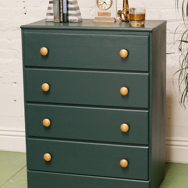 Forest Dark Green Highboy Chest of Drawers