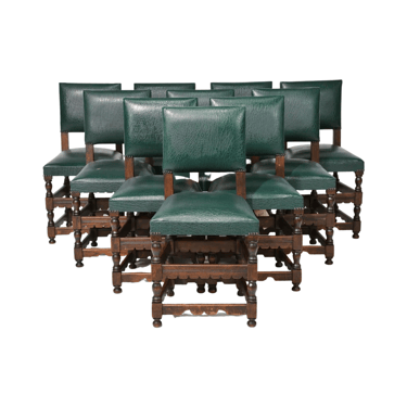 Chairs, Side, Dining, Green, Set of 10, French, Upholstered Chairs, 36 ins H.!!