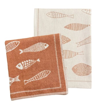 ANH  Coastal Fish Kitchen Towels - Set of 2