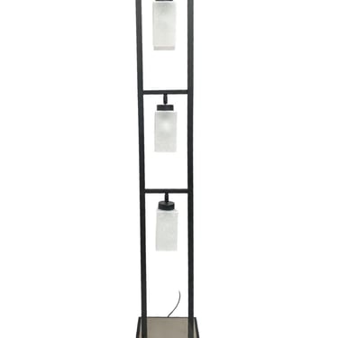 Asian Inspired Modernist Floor Lamp with Chrome Base 