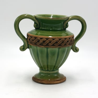 vintage green ceramic urn vase 