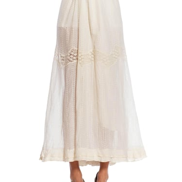 Victorian Ivory Organic Cotton & Lace Trimmed Skirt 