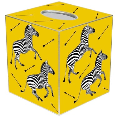Zebra Trot On Yellow Tissue Box Cover