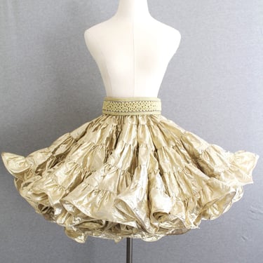 GOLD - 50 yd, 18" - Gold Lame Petticoat - by Crystal Magic - Marked size M-L - Drawstring Waist 