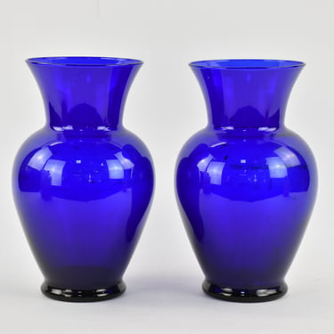 Pair of Cobalt Glass Vases 