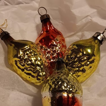 Vintage Christmas Ornaments | Set of 4 | Eastern European Glass Ornaments 