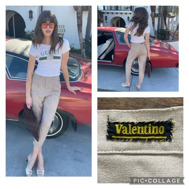 70s 80s Valentino Pants Trousers Preppy Career Chic S M high waist 