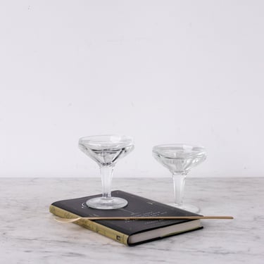 Gilded Age Cocktails Book with Brass Spoon and Pair of Vintage Bistro Coupe