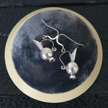 vintage 1940s 50s sterling silver earrings • elegant pitcher ~ jug novelty earrings 