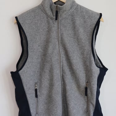 Vintage 1999 Gap Fleece Vest Gray/Black Men's Size Medium Polyester 90s Y2K 