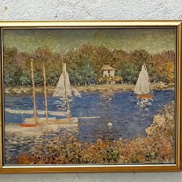 Sailboats At The Basin by Claude Monet Framed Textured Print on Board 