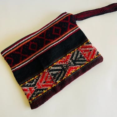 Handmade Woven Southwestern Print Boho Tribal Clutch Travel Wristlet Bag 