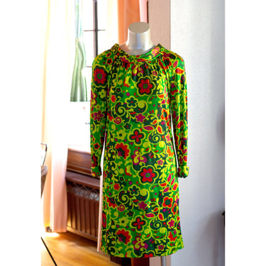 Vintage Floral Dress - 1960s, 1970s - Mod, Groovy, Go-Go Girl - Summer - Hippie, Flower Child, Twiggy, Austin Powers - Halloween 