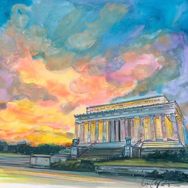 Sunset at the Lincoln Memorial Washington D.C. Gicleé art by Cris Clapp Logan 