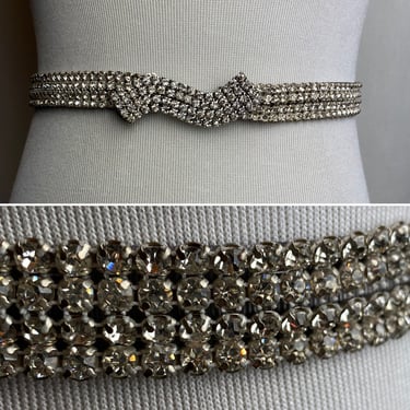 Vintage 40’s 50’s rhinestone belt sparkly dress belt pinup retro fancy cocktail dress belts size small 25.5” waist 