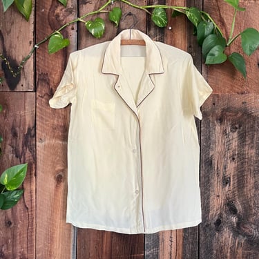 Vintage 60s Women’s Silk Pajama Set Top and Bottoms Flowy light size M 