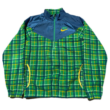 (M) Green Plaid Nike Fleece Jacket 070722 RK