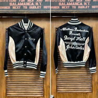Vintage 1970’s Original “Hall & Oates” Satin Bomber Rock Band Tour Jacket, Mod Roller Rink, 70’s Vintage Clothing 