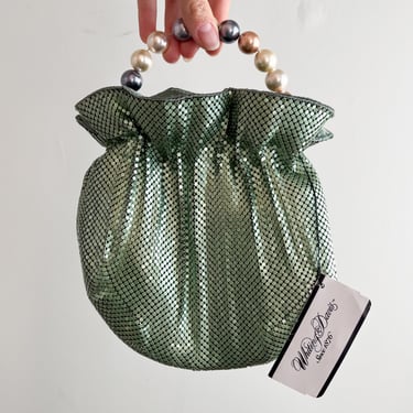 Deadstock 1990's Whiting And Davis Seafood Green Mesh Metal Evening Bag