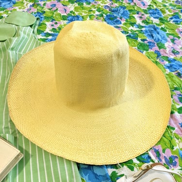DEADSTOCK Incredible Vintage 60s 70s Pastel Yellow Tall Sun Hat 