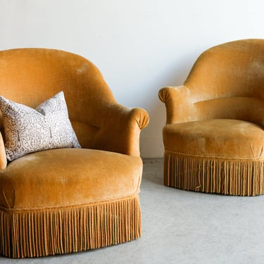 Pair of Velvet Crapaud Chairs