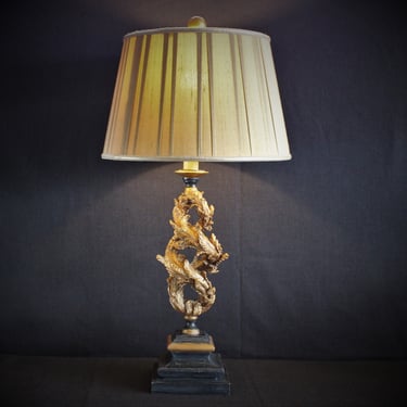 Fabulous Bradburn Lamp Gold Acanthus Leaf Base Silk Shade Reverie Twist 