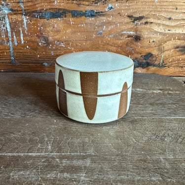 Salt Box - White and Brown Geometric Shapes 