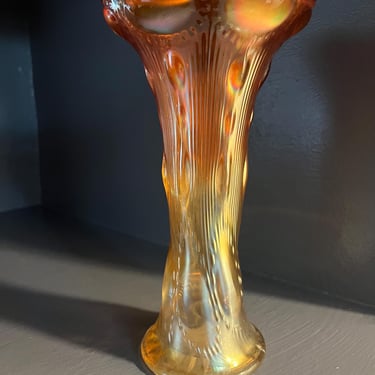 Imperial Marigold Carnival Glass Fluted Vase 