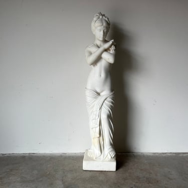 Large French Carved Marble Venus Female Sculpture 